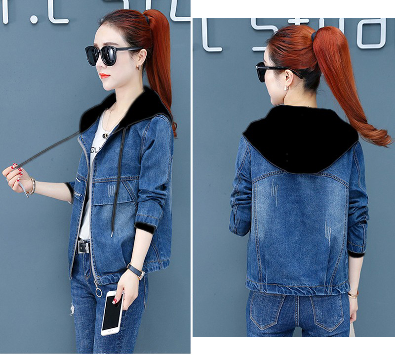 ÁO KHOÁC JEAN PHỐI NÓN ĐEN 